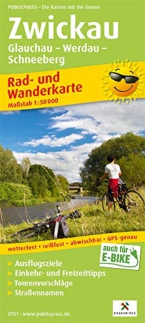 Zwickau, cycling and hiking map 1:50,000