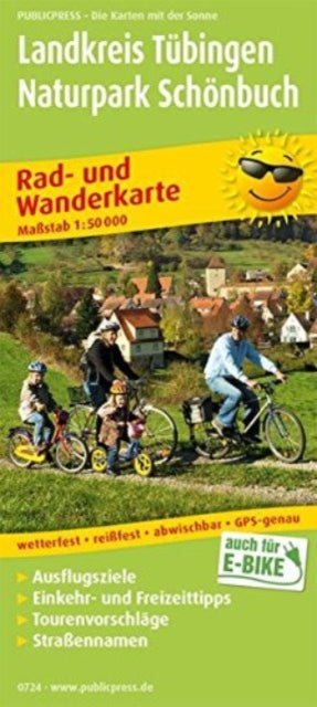 District of Tubingen - Schoenbuch Nature Park, cycling and hiking map 1:50,000