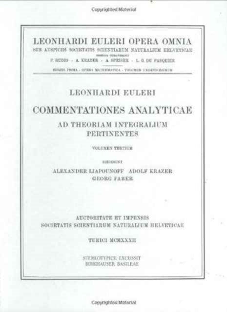 Commentationes analyticae ad theoriam integralium pertinentes 3rd part