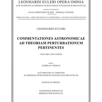 Commentationes astronomicae ad theoriam perturbationum pertinentes 2nd part