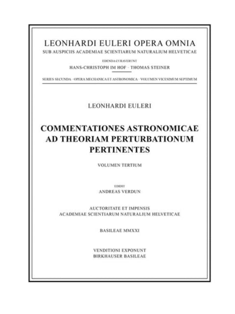 Commentationes astronomicae ad theoriam perturbationum pertinentes 3rd part