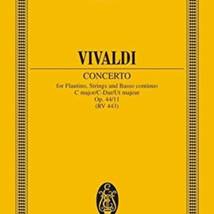 Piccolo Concerto Op 4411 C Maj Study Score Edition Eulenburg