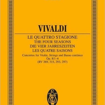 The Four Seasons op 81 RV 269  PV 241  Spring E Major  violin strings and basso continuo  study score  ETP 1220