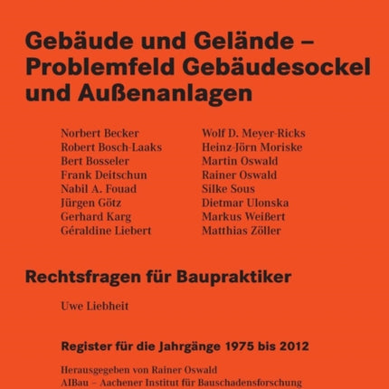 Aachener Bausachverständigentage 2012: Gebäude