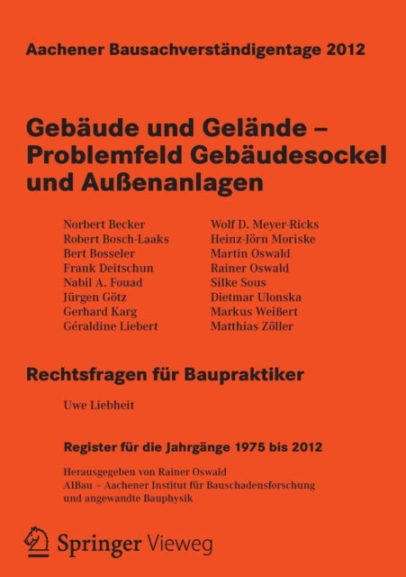 Aachener Bausachverständigentage 2012: Gebäude