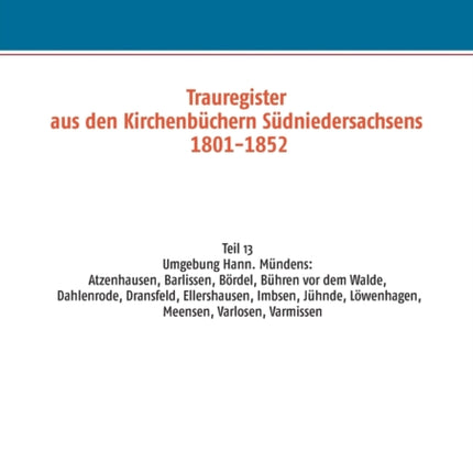 Trauregister aus den Kirchenbüchern