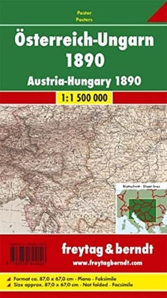 Austria - Hungary 1890 Map Flat in a Tube 1:1 500 000