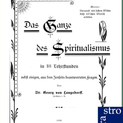 Das Ganze Des Spiritualismus