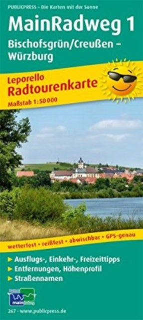 MainRadweg 1, Bischofsgrun/Creussen - Wurzburg, cycle tour map 1:50,000