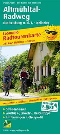 Altmuhltal cycle path, cycle tour map 1:50,000