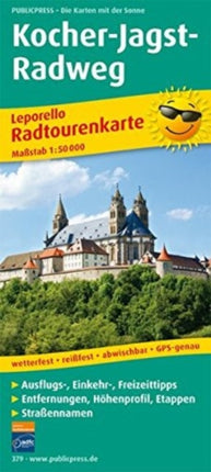 Kocher-Jagst cycle path, cycle tour map 1:50,000