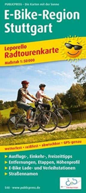 Stuttgart e-bike region, cycle tour map 1:50,000