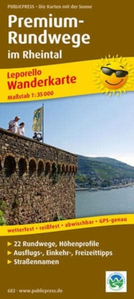 Premium circular routes in the Rhine Valley, hiking map 1:35,000