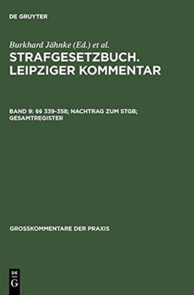 §§ 339-358; Nachtrag Zum Stgb; Gesamtregister