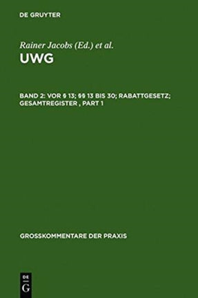 Vor § 13; §§ 13 bis 30; Rabattgesetz; Gesamtregister