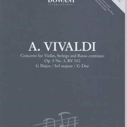 Vivaldi Concerto for Violin Strings and Basso Continuo in G Major Op. 3 No. 3 RV 310