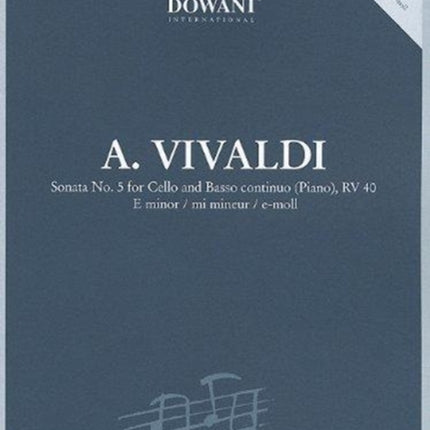 Vivaldi Sonata No 5 for Cello and Basso Continuo Piano in E Minor RV 40 1