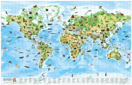 Children's Wall Map: World of Animals: Beautiful