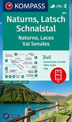 KOMPASS Wanderkarte 051 Naturns Latsch Schnalstal  Naturno Laces Val Senales 125.000