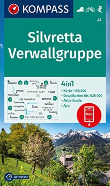 KOMPASS Wanderkarte 41 Silvretta Verwallgruppe 150.000