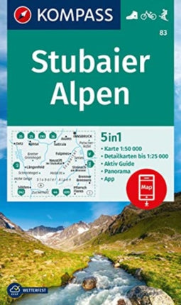 KOMPASS Wanderkarte 83 Stubaier Alpen 150.000