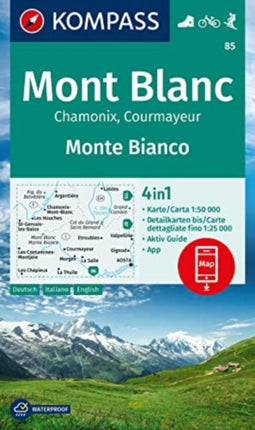 KOMPASS Wanderkarte 85 Mont Blanc  Monte Bianco 150.000