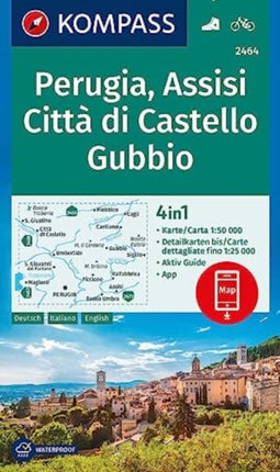 KOMPASS Wanderkarte 2464 Perugia Assisi Città di