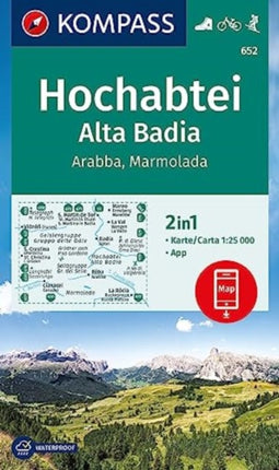 KOMPASS Wanderkarte 652 Hochabtei  Alta Badia Arabba  Marmolada 125.000