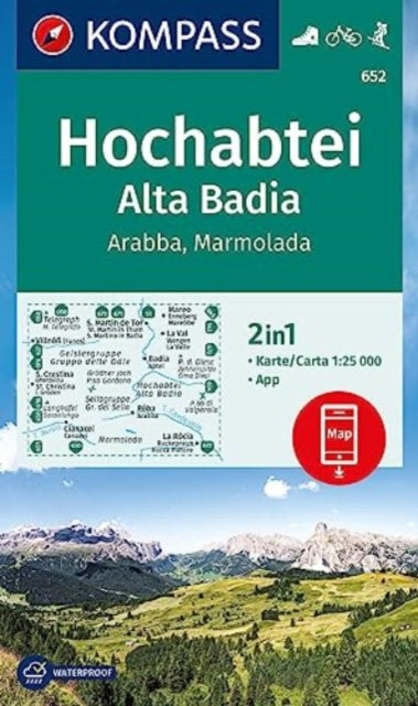 KOMPASS Wanderkarte 652 Hochabtei  Alta Badia Arabba  Marmolada 125.000