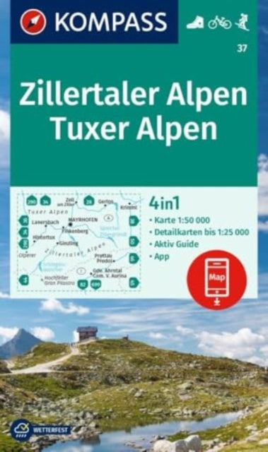 KOMPASS Wanderkarte 37 Zillertaler Alpen Tuxer