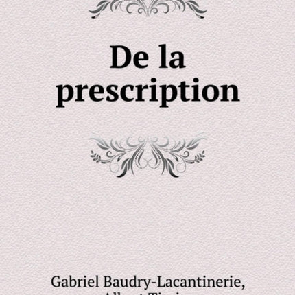 De la prescription