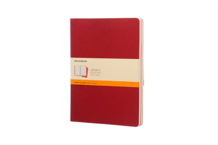 Moleskine Ruled Cahier Xl  Red Cover 3 Set