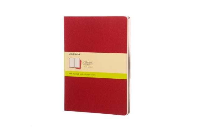 Moleskine Plain Cahier Xl  Red Cover 3 Set