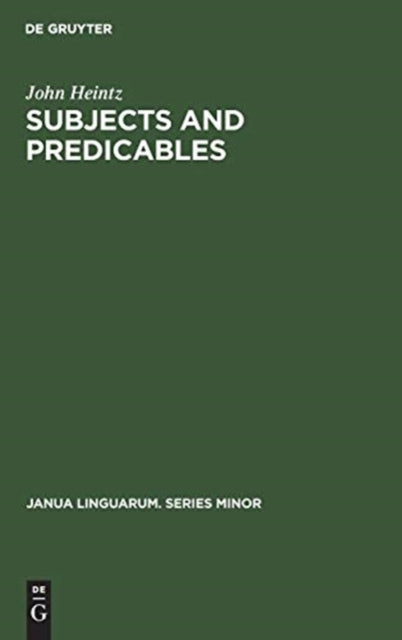 Subjects and Predicables: A Study in