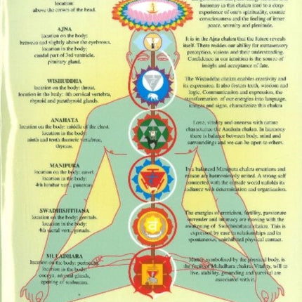 Chakras -- Laminated Folded A4: Their Characteristics, Associations & Reflexzones