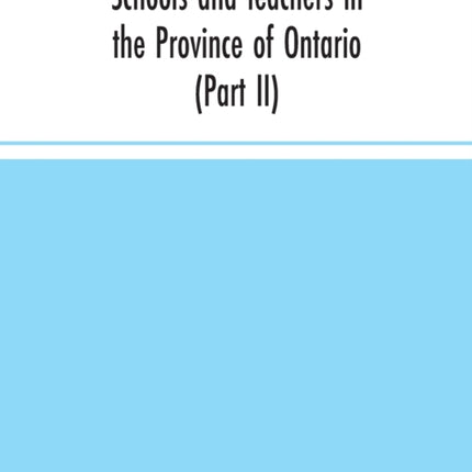 Schools and teachers in the Province of Ontario