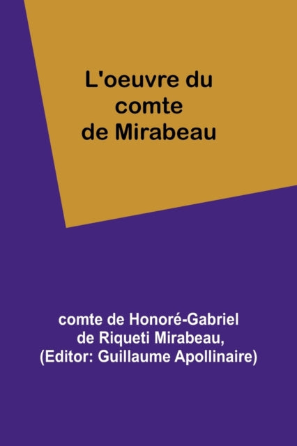 L'oeuvre du comte de Mirabeau