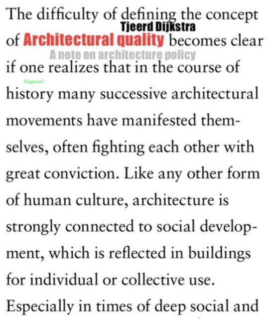 Architectural Quality A Note on Architectural