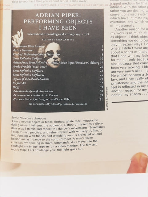 Adrian Piper Performing Objects I Have Been