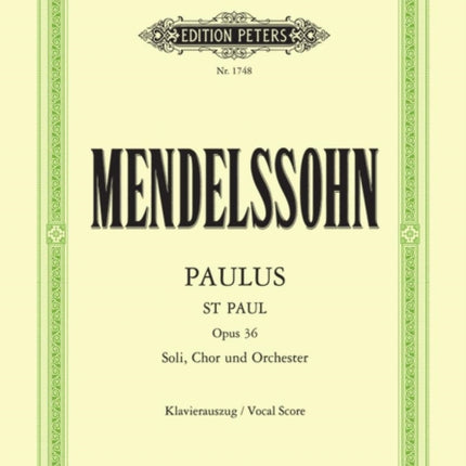St. Paul Paulus Op. 36 Vocal Score