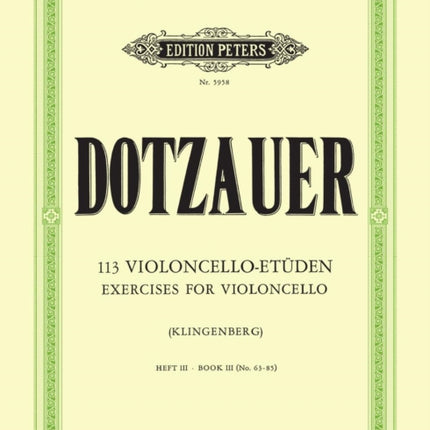 113 Exercises for Violoncello Vol.3