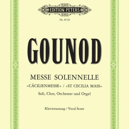 Messe solennelle St Cecilia Mass Vocal Score