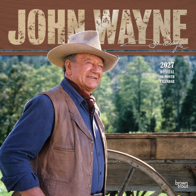 John Wayne Official 2027 12 X 24 Inch Hanging Monthly Square Wall Calendar Foil Stamped Cover PlasticFree