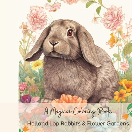 Holland Lop Rabbits & Flower Gardens: A Magical Coloring Book