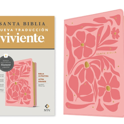 Biblia Ultrafina Ntv Letra Grande Con Filament Sentipiel Flores Rosa Letra Roja