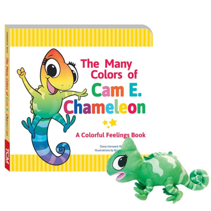 The Many Colors of CAM E. Chameleon Board Book  Plush Set