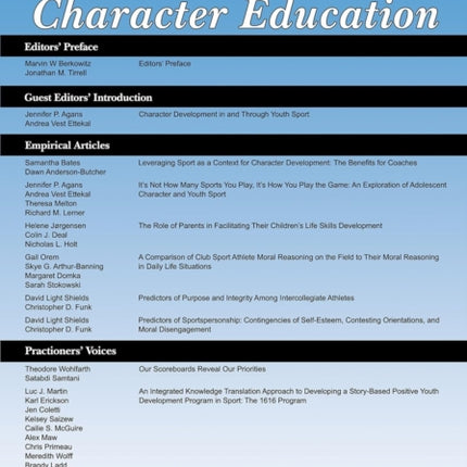 Journal of Character Education Volume 19 Number