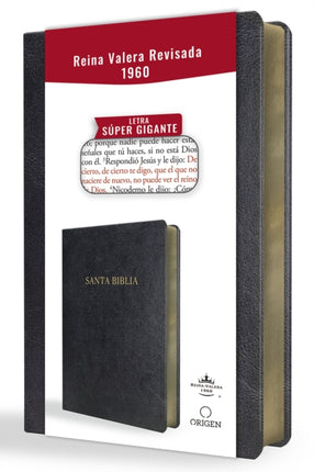 Biblia Reina Valera Revisada 1960 letra súper gigante símil piel negro  Spanish Bible RVR 1960 Super Giant Print Black Leathersoft