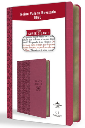 Biblia Reina Valera Revisada 1960 letra súper gigante símil piel fucsia rosada  Spanish Bible RVR 1960 Super Giant Print Fuchsia Pink Leathersoft