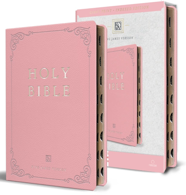 KJV Holy Bible Giant Print Thinline Large format Pink Premium Imitation Leathe r with Ribbon Marker Red Letter and Thumb Index